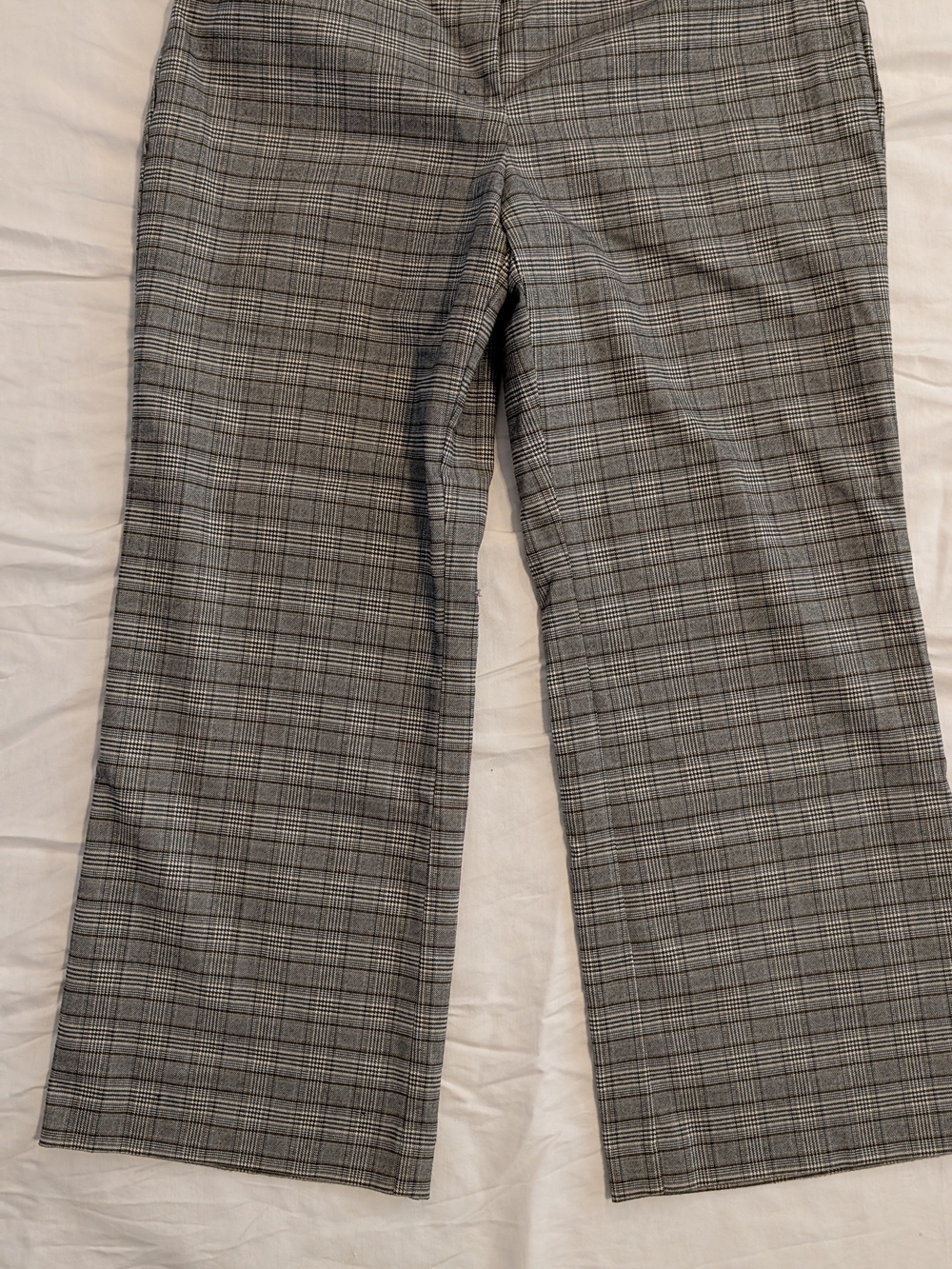 LOFT Gray Plaid Wide-Leg Pants